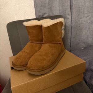 UGG Brown Ankle Boots with Cream Fur